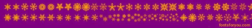 DhSnowflakes-fontti – oranssit fontit violetilla taustalla