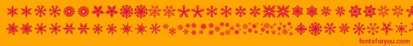 DhSnowflakes Font – Red Fonts on Orange Background