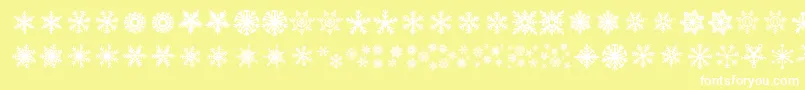 DhSnowflakes-Schriftart – Weiße Schriften auf gelbem Hintergrund