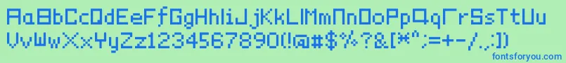 フォントPixelyourlife – 青い文字は緑の背景です。