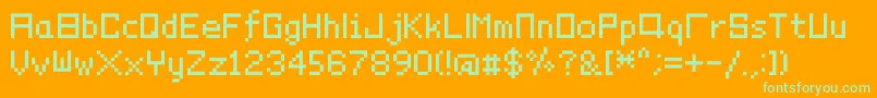 Pixelyourlife-Schriftart – Grüne Schriften auf orangefarbenem Hintergrund