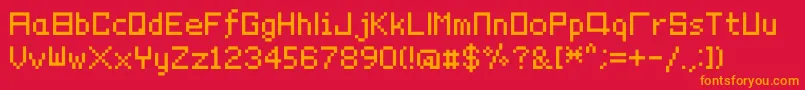 Fonte Pixelyourlife – fontes laranjas em um fundo vermelho