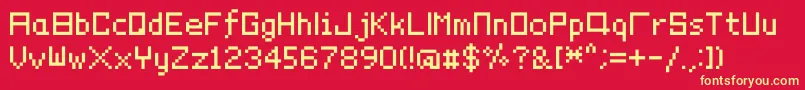 Pixelyourlife-Schriftart – Gelbe Schriften auf rotem Hintergrund