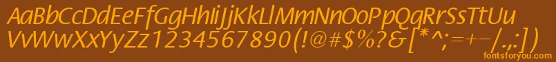 FiestaNormal-Schriftart – Orangefarbene Schriften auf braunem Hintergrund