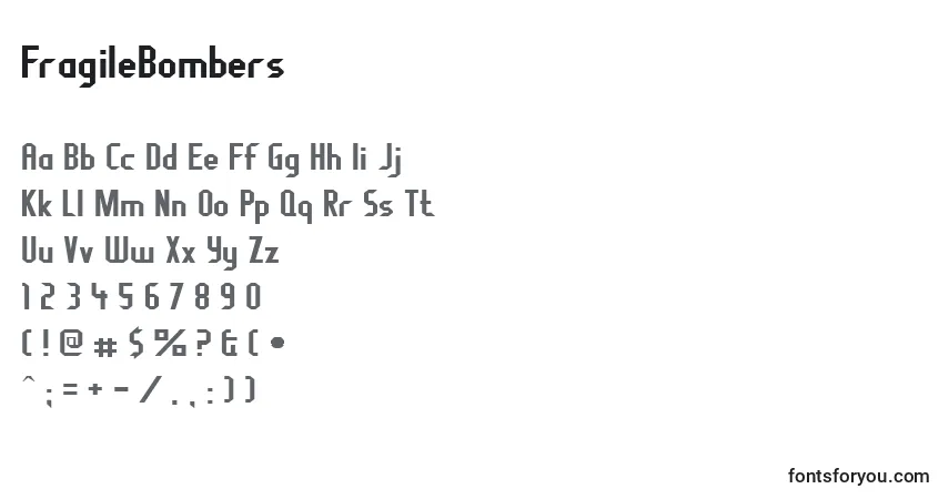 Schriftart FragileBombers – Alphabet, Zahlen, spezielle Symbole