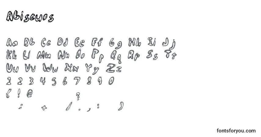 Czcionka Abiscuos – alfabet, cyfry, specjalne znaki