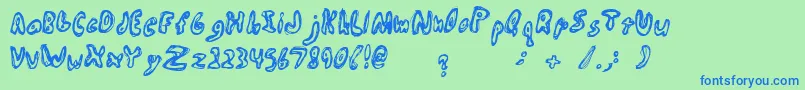 フォントAbiscuos – 青い文字は緑の背景です。