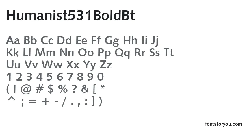 Czcionka Humanist531BoldBt – alfabet, cyfry, specjalne znaki