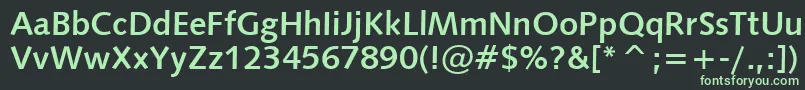 Humanist531BoldBt-fontti – vihreät fontit mustalla taustalla