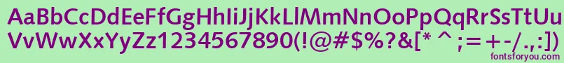 Humanist531BoldBt-fontti – violetit fontit vihreällä taustalla