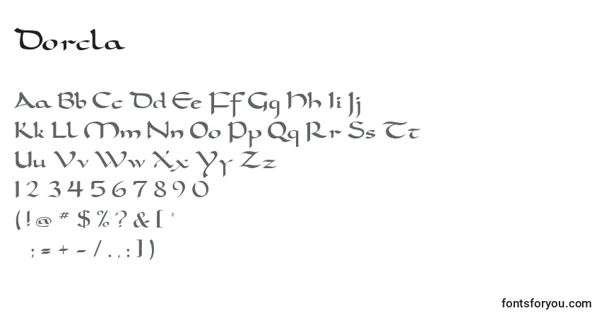 Fuente Dorcla - alfabeto, números, caracteres especiales