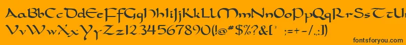 Dorcla-Schriftart – Schwarze Schriften auf orangefarbenem Hintergrund