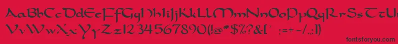 Dorcla-fontti – mustat fontit punaisella taustalla