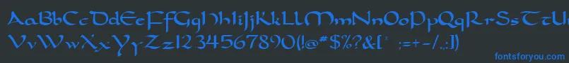 フォントDorcla – 黒い背景に青い文字