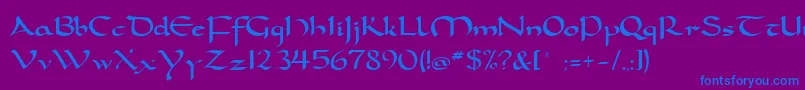 フォントDorcla – 紫色の背景に青い文字