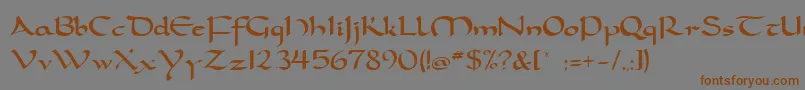 フォントDorcla – 茶色の文字が灰色の背景にあります。