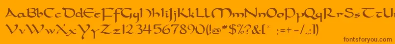 Dorcla-Schriftart – Braune Schriften auf orangefarbenem Hintergrund