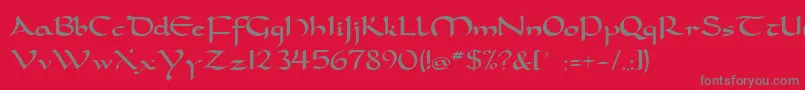 Dorcla-fontti – harmaat kirjasimet punaisella taustalla