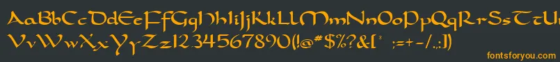 Dorcla-Schriftart – Orangefarbene Schriften auf schwarzem Hintergrund