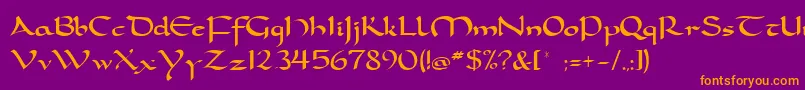 Dorcla-fontti – oranssit fontit violetilla taustalla