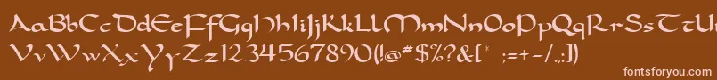 Dorcla-fontti – vaaleanpunaiset fontit ruskealla taustalla