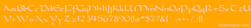 Dorcla-Schriftart – Rosa Schriften auf orangefarbenem Hintergrund