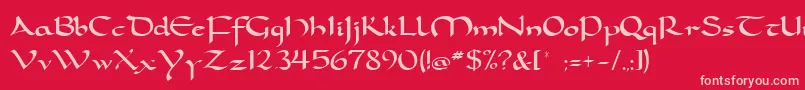 Dorcla-fontti – vaaleanpunaiset fontit punaisella taustalla
