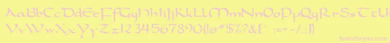 Dorcla-fontti – vaaleanpunaiset fontit keltaisella taustalla