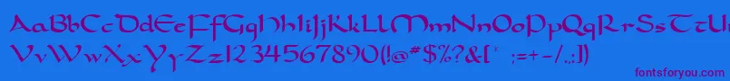 Czcionka Dorcla – fioletowe czcionki na niebieskim tle
