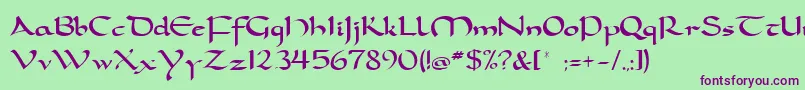 Dorcla-fontti – violetit fontit vihreällä taustalla