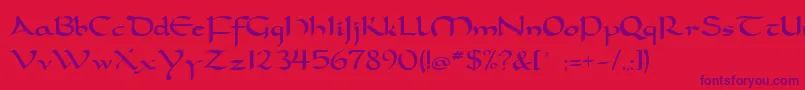 Czcionka Dorcla – fioletowe czcionki na czerwonym tle