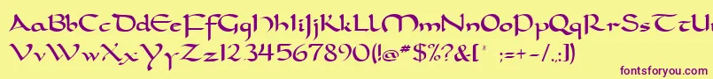 Czcionka Dorcla – fioletowe czcionki na żółtym tle