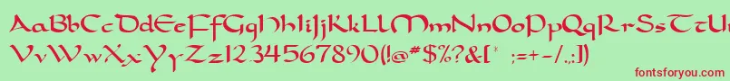 Dorcla-fontti – punaiset fontit vihreällä taustalla
