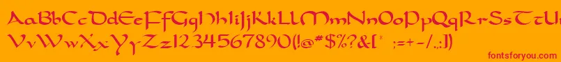 フォントDorcla – オレンジの背景に赤い文字