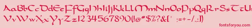 Dorcla-fontti – punaiset fontit vaaleanpunaisella taustalla