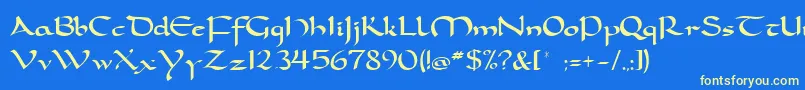 Dorcla-fontti – keltaiset fontit sinisellä taustalla