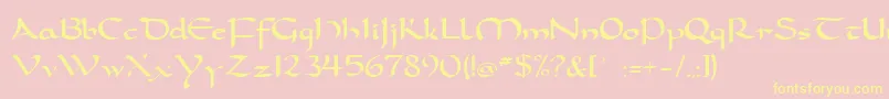 Dorcla-Schriftart – Gelbe Schriften auf rosa Hintergrund
