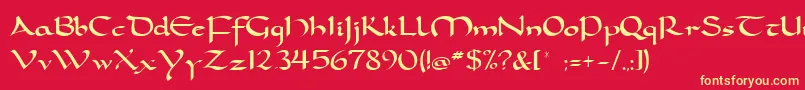 Dorcla-Schriftart – Gelbe Schriften auf rotem Hintergrund