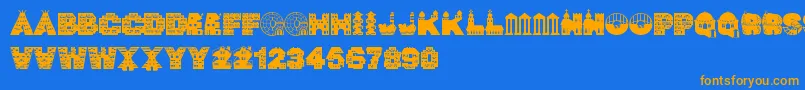 NightVigil-Schriftart – Orangefarbene Schriften auf blauem Hintergrund