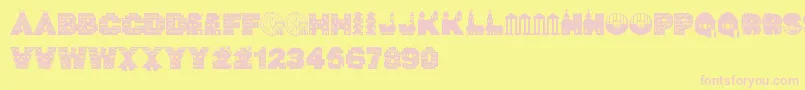 NightVigil-fontti – vaaleanpunaiset fontit keltaisella taustalla