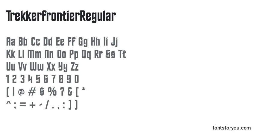 Czcionka TrekkerfrontierRegular – alfabet, cyfry, specjalne znaki