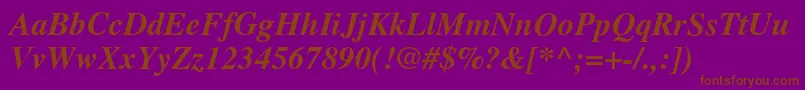 フォントTimesBolditalic – 紫色の背景に茶色のフォント