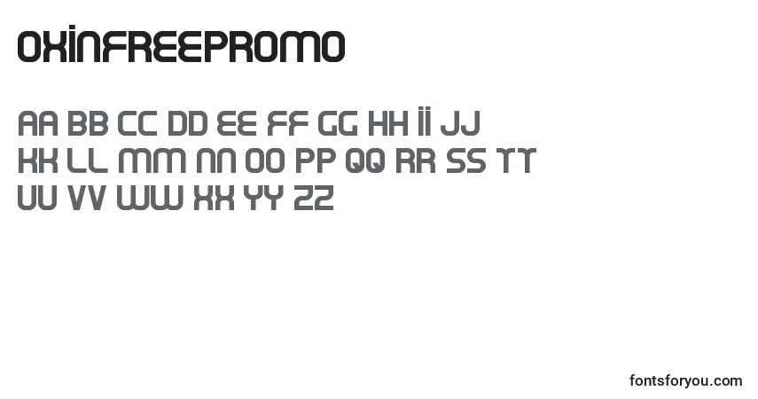 Шрифт OxinFreePromo – алфавит, цифры, специальные символы