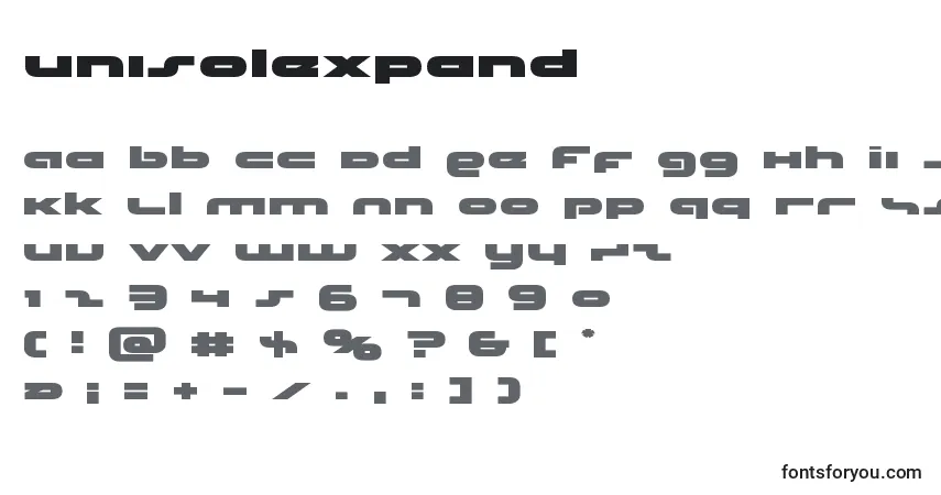 Fuente Unisolexpand - alfabeto, números, caracteres especiales
