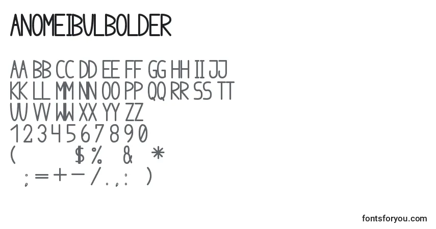 Шрифт AnomeIbulBolder – алфавит, цифры, специальные символы