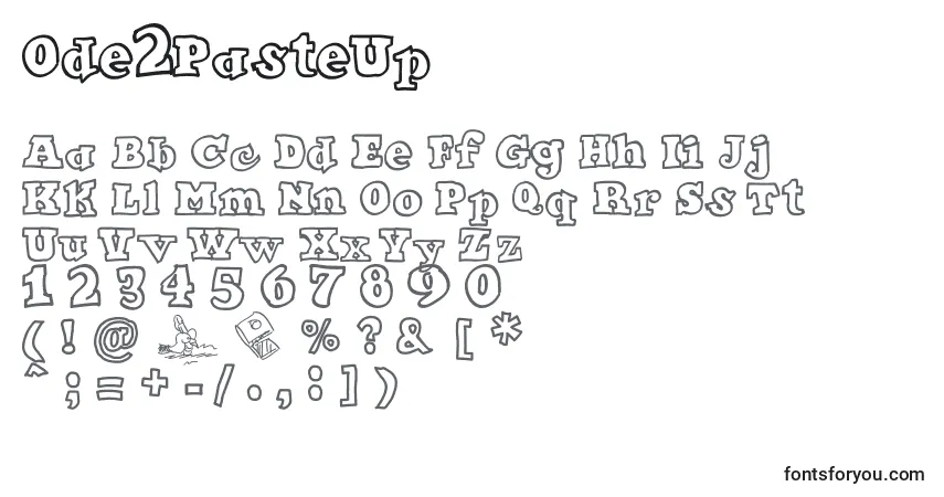 Schriftart Ode2PasteUp – Alphabet, Zahlen, spezielle Symbole