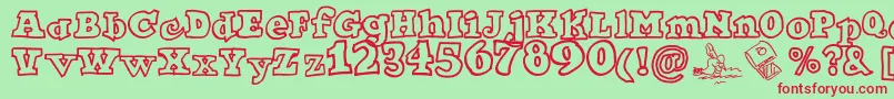 Ode2PasteUp Font – Red Fonts on Green Background