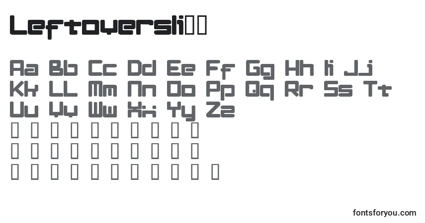 Czcionka LeftoversIi31 – alfabet, cyfry, specjalne znaki