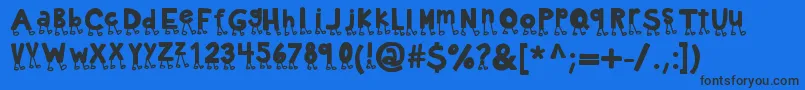 Kbnowwalkitout-Schriftart – Schwarze Schriften auf blauem Hintergrund