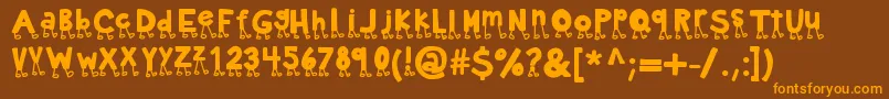 Kbnowwalkitout-Schriftart – Orangefarbene Schriften auf braunem Hintergrund